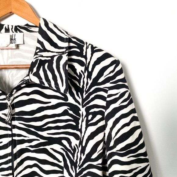 Vintage Eighties Ribkoff Zebra Print Cropped Bomber Jacket - Picture 5 of 9